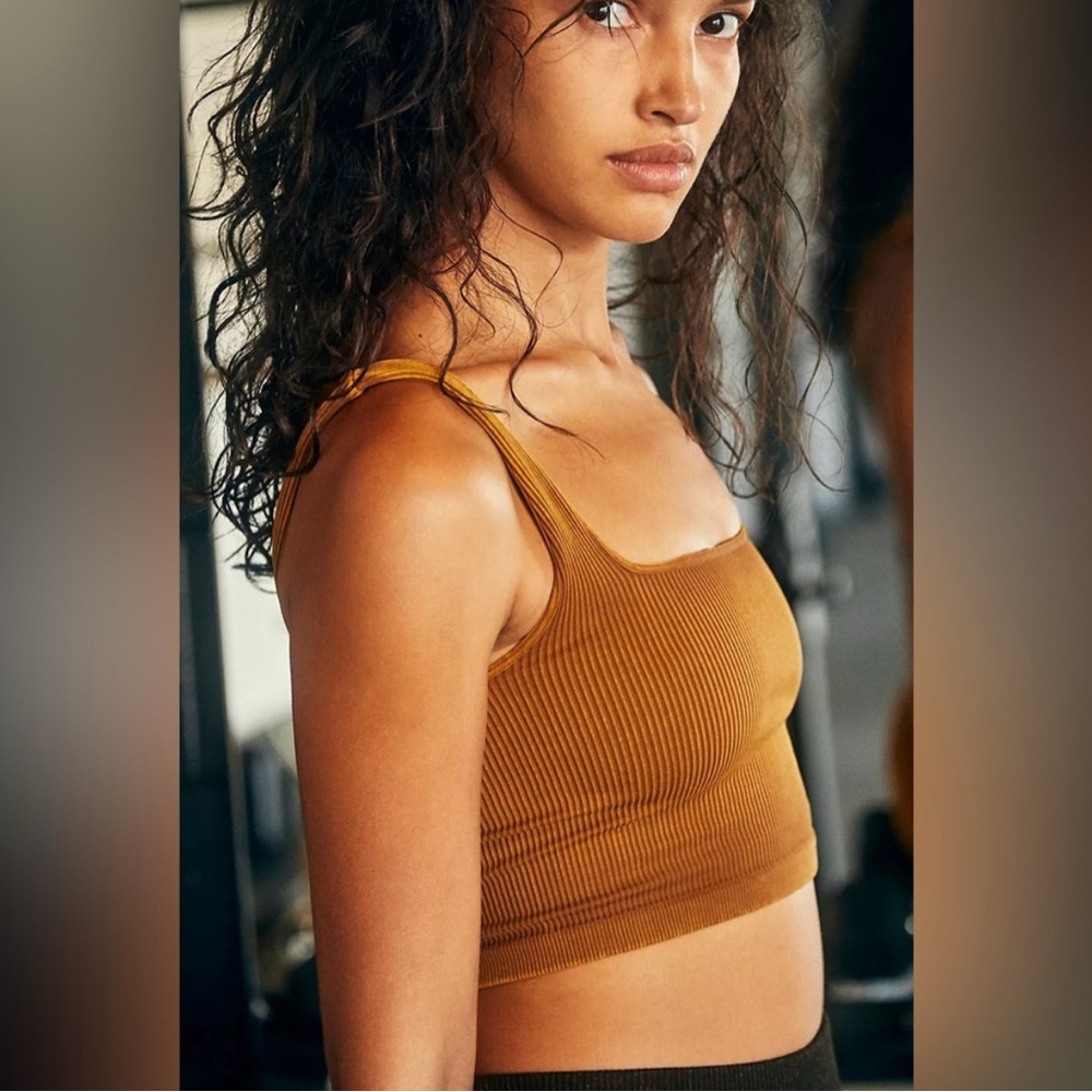 Free People FP Movement Square Neck Happiness Runs Crop Gold